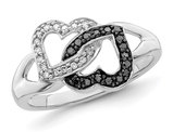 1/8 Carat (ctw) Black & White Diamond Heart Promise Ring in Sterling Silver